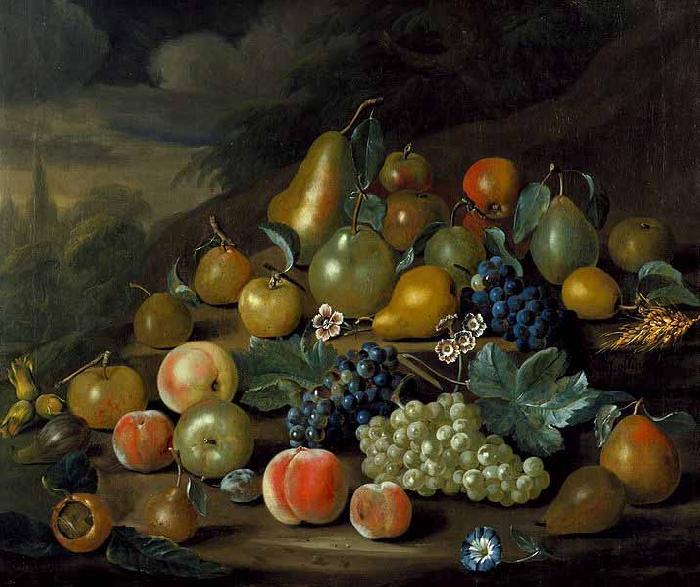 Charles Collins A Still Life of Pears, Peaches and Grapes oil painting picture